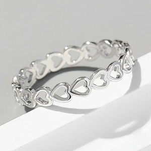 925 Sterling Silver Heart Link Ring - Jewelry