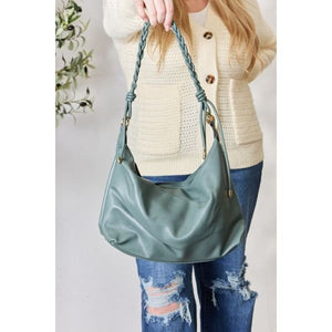 Casual Braided Strap Shoulder Bag. Blue Or Black - Purses