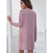 Load image into Gallery viewer, Casual Relaxed Round Neck Long Sleeve Dress - Dresses