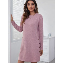 Load image into Gallery viewer, Casual Relaxed Round Neck Long Sleeve Dress - Dresses