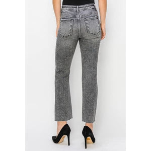 Classic High Waist Distressed Straight Jeans - Pants