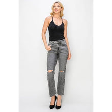 Load image into Gallery viewer, Classic High Waist Distressed Straight Jeans - Pants