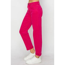 Load image into Gallery viewer, Classic High Waist Rolled Hem Straight Jeans - Pants