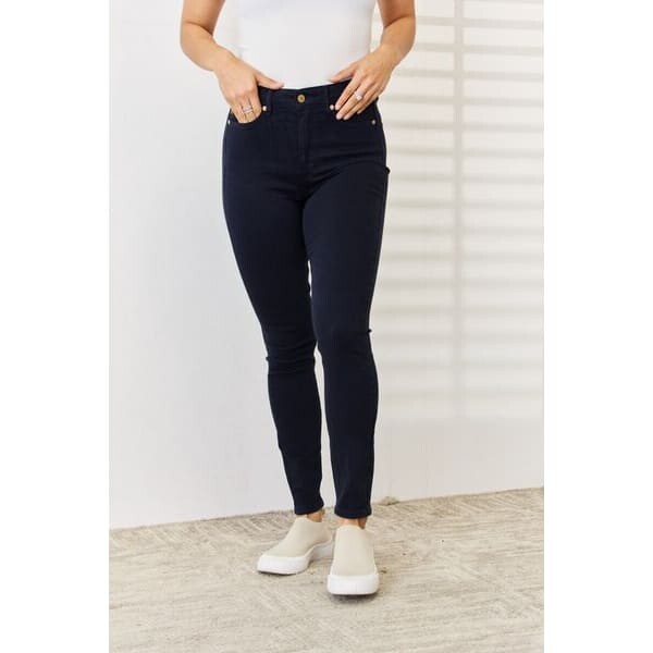 Classic Stylish Full Size Garment Dyed Tummy Control Skinny