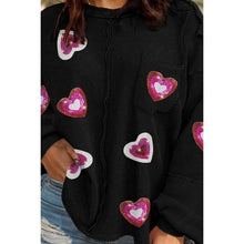 Cargar imagen en el visor de la galería, Cozy Heart Sequin Round Neck Sweatshirt Plus Size