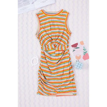 Load image into Gallery viewer, Cutout Striped Round Neck Sleeveless Dress - Dresses