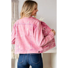 Load image into Gallery viewer, Daisy Print Button Up Denim Jacket - Jackets