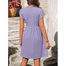 Load image into Gallery viewer, Decorative Button Ruffled V-Neck Dress - Dresses