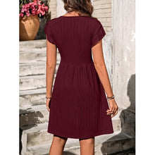 Load image into Gallery viewer, Decorative Button Ruffled V-Neck Dress - Dresses