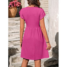 Load image into Gallery viewer, Decorative Button Ruffled V-Neck Dress - Dresses