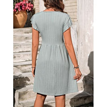 Load image into Gallery viewer, Decorative Button Ruffled V-Neck Dress - Dresses