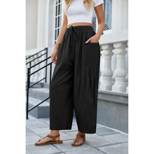 Load image into Gallery viewer, Drawstring Pocketed Wide Leg Pant - Pants