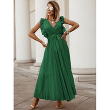 Cargar imagen en el visor de la galería, Elegant Classic Tied Surplice Cap Sleeve Pleated Dress 5