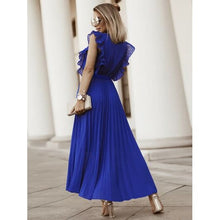 Load image into Gallery viewer, Elegant Classic Tied Surplice Cap Sleeve Pleated Dress 5