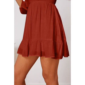 Elegant Fashionable 1/2 Sleeve Ruffle Hem Summer Dress Mini