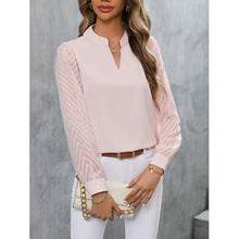 Load image into Gallery viewer, Elegant Notched Long Sleeve Blouse Office Casual Look - Tops