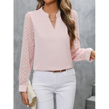 Load image into Gallery viewer, Elegant Notched Long Sleeve Blouse Office Casual Look - Tops