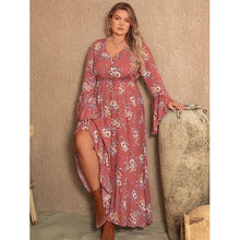 Load image into Gallery viewer, Elegant Printed Flare Sleeve Dress Plus Size