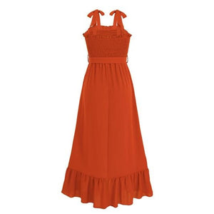 Elegant Ruffled Smocked Tied Cami Dress Comes In 3 Colors