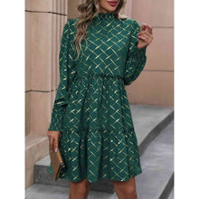 Load image into Gallery viewer, Elegant Sophisticated Mock Neck Frill Trim Mini Dress