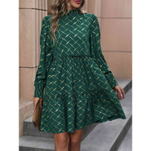 Load image into Gallery viewer, Elegant Sophisticated Mock Neck Frill Trim Mini Dress