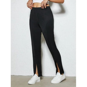 Fashion Slit Elastic Waist Pants