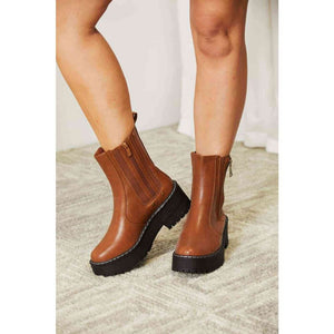 Fashionable Comfort Link Side Zip Platform Boots - Shoes