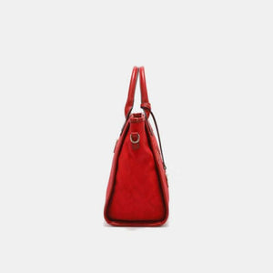 Fashionable Scallop Stitched Handbag Black Or Red - Purses