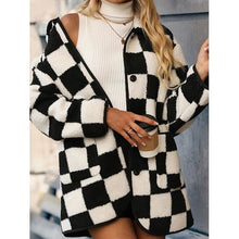 Cargar imagen en el visor de la galería, Full Size Checkered Button Front Coat with Pockets