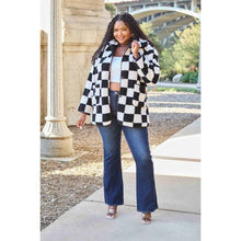 Cargar imagen en el visor de la galería, Full Size Checkered Button Front Coat with Pockets