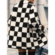 Cargar imagen en el visor de la galería, Full Size Checkered Button Front Coat with Pockets