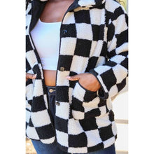 Cargar imagen en el visor de la galería, Full Size Checkered Button Front Coat with Pockets