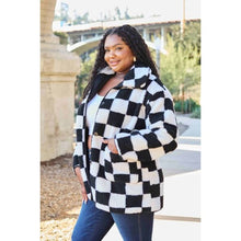 Cargar imagen en el visor de la galería, Full Size Checkered Button Front Coat with Pockets