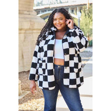 Load image into Gallery viewer, Full Size Checkered Button Front Coat with Pockets