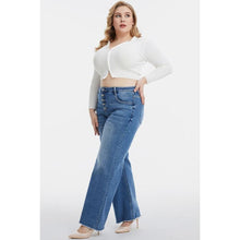 Cargar imagen en el visor de la galería, Full Size High Waist Button-Fly Raw Hem Wide Leg Jeans