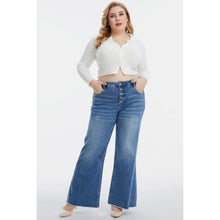 Load image into Gallery viewer, Full Size High Waist Button-Fly Raw Hem Wide Leg Jeans