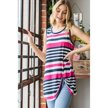 Cargar imagen en el visor de la galería, Heimish Full Size Striped Twist Knot Round Neck Tank