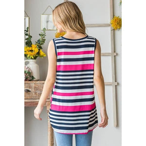 Heimish Full Size Striped Twist Knot Round Neck Tank