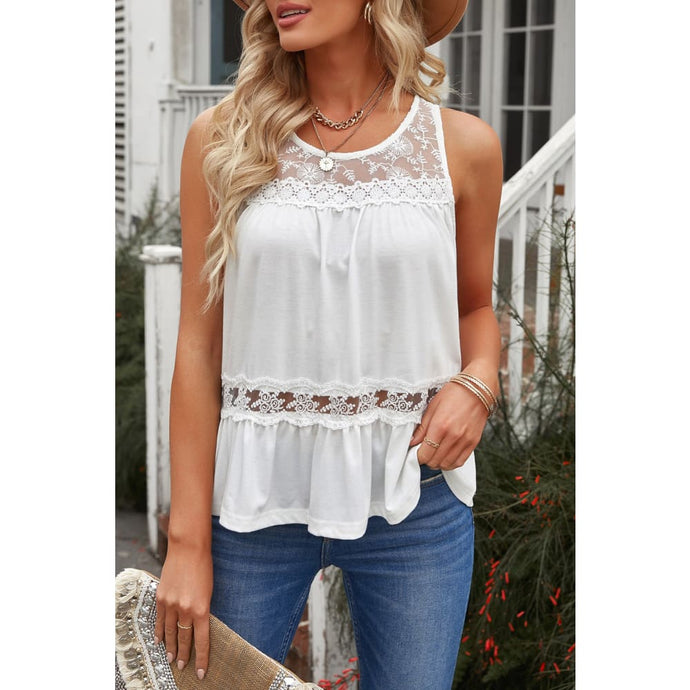 Lace Peplum Tank - Tops - Summer