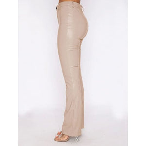 Leather High Waist Straight Pants / Available In 3 Colors