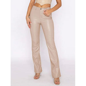 Leather High Waist Straight Pants / Available In 3 Colors