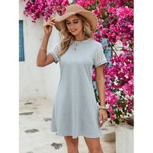 Cargar imagen en el visor de la galería, Openwork Round Neck Short Sleeve Dress - summer