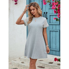 Cargar imagen en el visor de la galería, Openwork Round Neck Short Sleeve Dress - summer