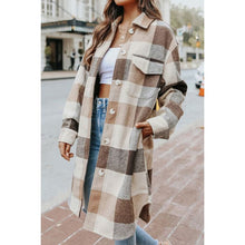 Load image into Gallery viewer, Plaid Button Up Dropped Shoulder Coat