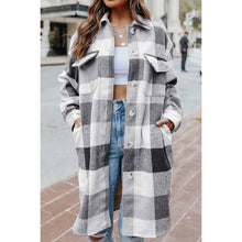 Load image into Gallery viewer, Plaid Button Up Dropped Shoulder Coat