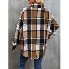 Load image into Gallery viewer, Plaid Button Up Dropped Shoulder Outerwear