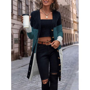 Pocketed Button Up Long Sleeve Cardigan - Jackets