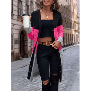 Pocketed Button Up Long Sleeve Cardigan - Jackets
