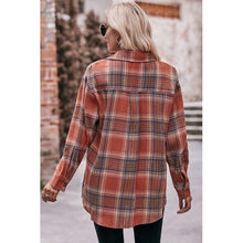 Load image into Gallery viewer, Pocketed Plaid Button Up Dropped Shoulder Shirt