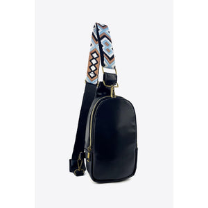 Random Pattern Adjustable Strap PU Leather Sling Bag -